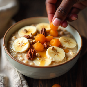 Sweet Banana & Walnut Porridge (Healthy Breakfast)

This warm and creamy vegan sweet banana and walnut porridge is packed with fiber, healthy fats, and natural sweetness. It’s an easy, wholesome breakfast that perfectly fits into our list of vegan recipes with dry fruits and nuts.

Ingredients (Serves 2)

1 cup rolled oats

2 ripe bananas (1 mashed, 1 sliced)

2 cups almond milk (or any plant-based milk)

2 tbsp chopped walnuts

1 tbsp chia seeds (optional, for extra fiber)

1 tbsp maple syrup (or date syrup)

½ tsp cinnamon powder

A pinch of salt

Instructions

In a saucepan, combine rolled oats, almond milk, mashed banana, and salt.

Cook on low-medium heat for 5–7 minutes, stirring occasionally until it thickens.

Stir in cinnamon powder and maple syrup.

Remove from heat and pour into bowls.

Top with sliced bananas, chopped walnuts, and a sprinkle of chia seeds.

Why It’s Perfect

Naturally sweetened with bananas — no refined sugar needed.

Walnuts add a crunchy texture and boost brain-healthy omega-3s.

Ideal for a nutrient-packed vegan breakfast.

Pro Tip: Use fresh, premium-quality walnuts from trusted sources like Monuts for maximum crunch and flavor.